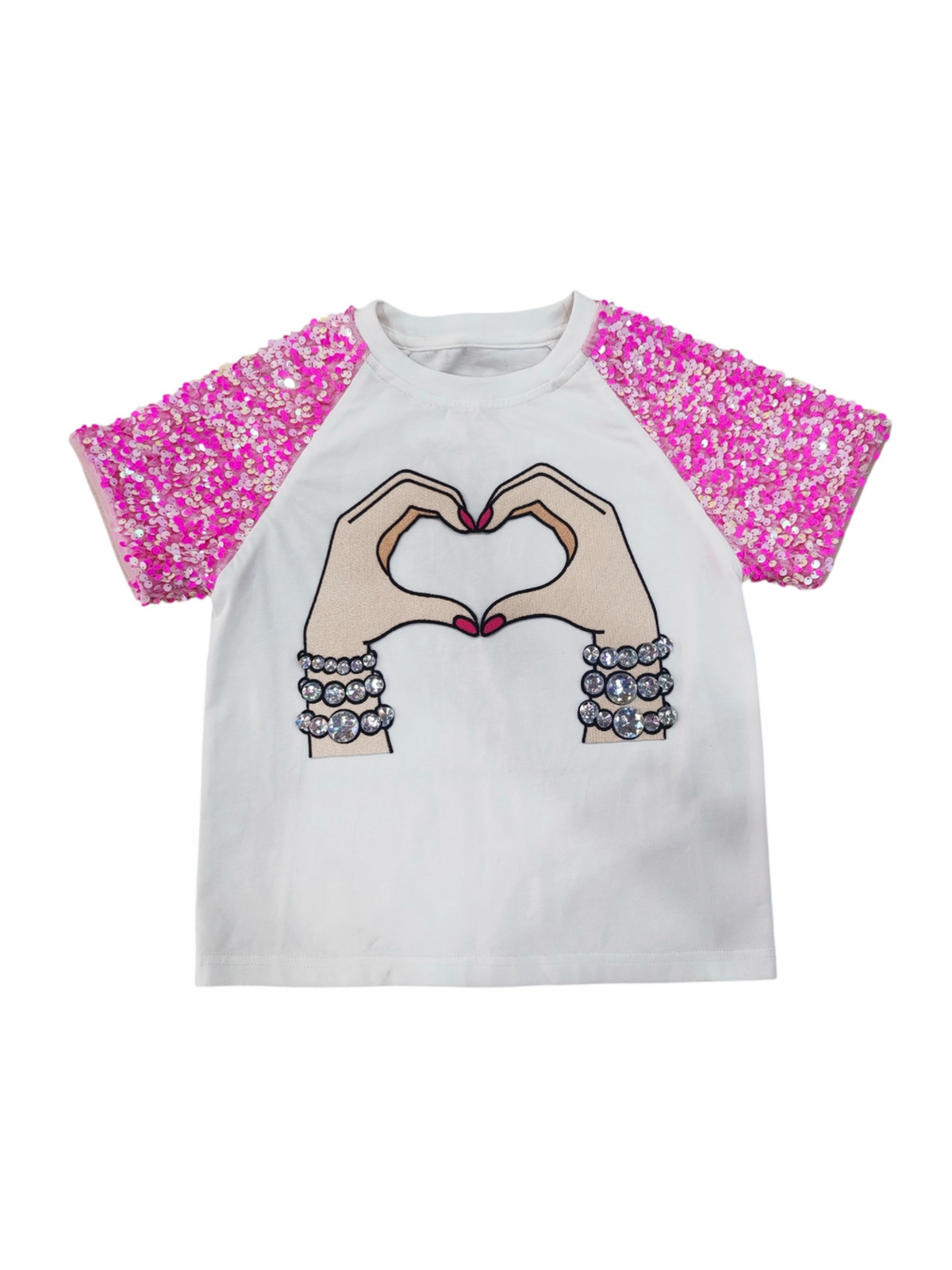 Lover Heart Hands Love Raglan Sequins Top