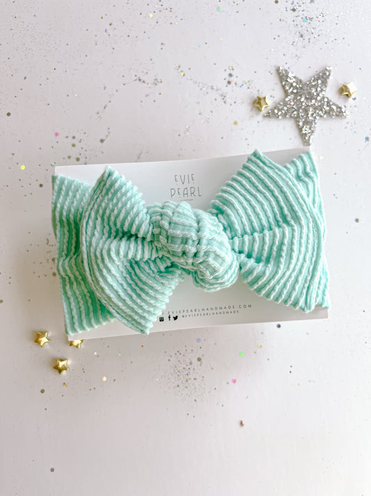 Teal Ribbed Baby Bow Turban