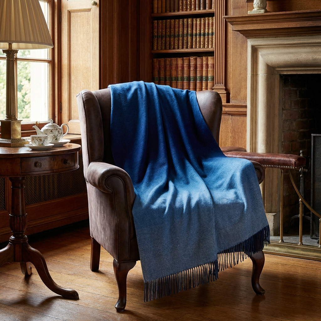 Whisper Ombre Merino Throw in Deep Water