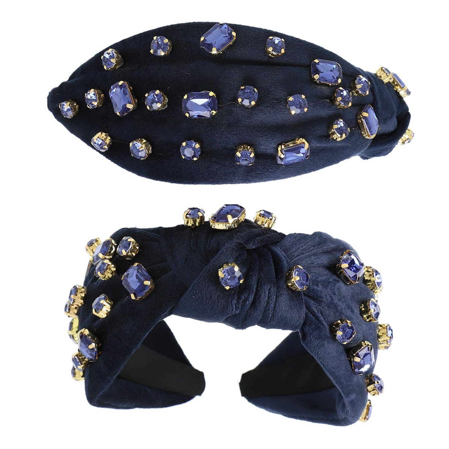 Rhinestone Jeweled Velvet Knotted Headband