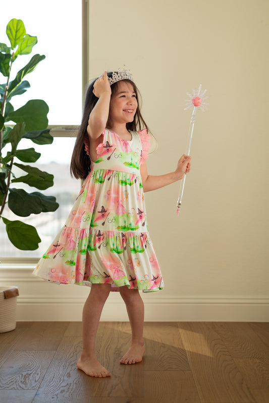 Popular Ruffle Lace Sleeve Tiered Twirl