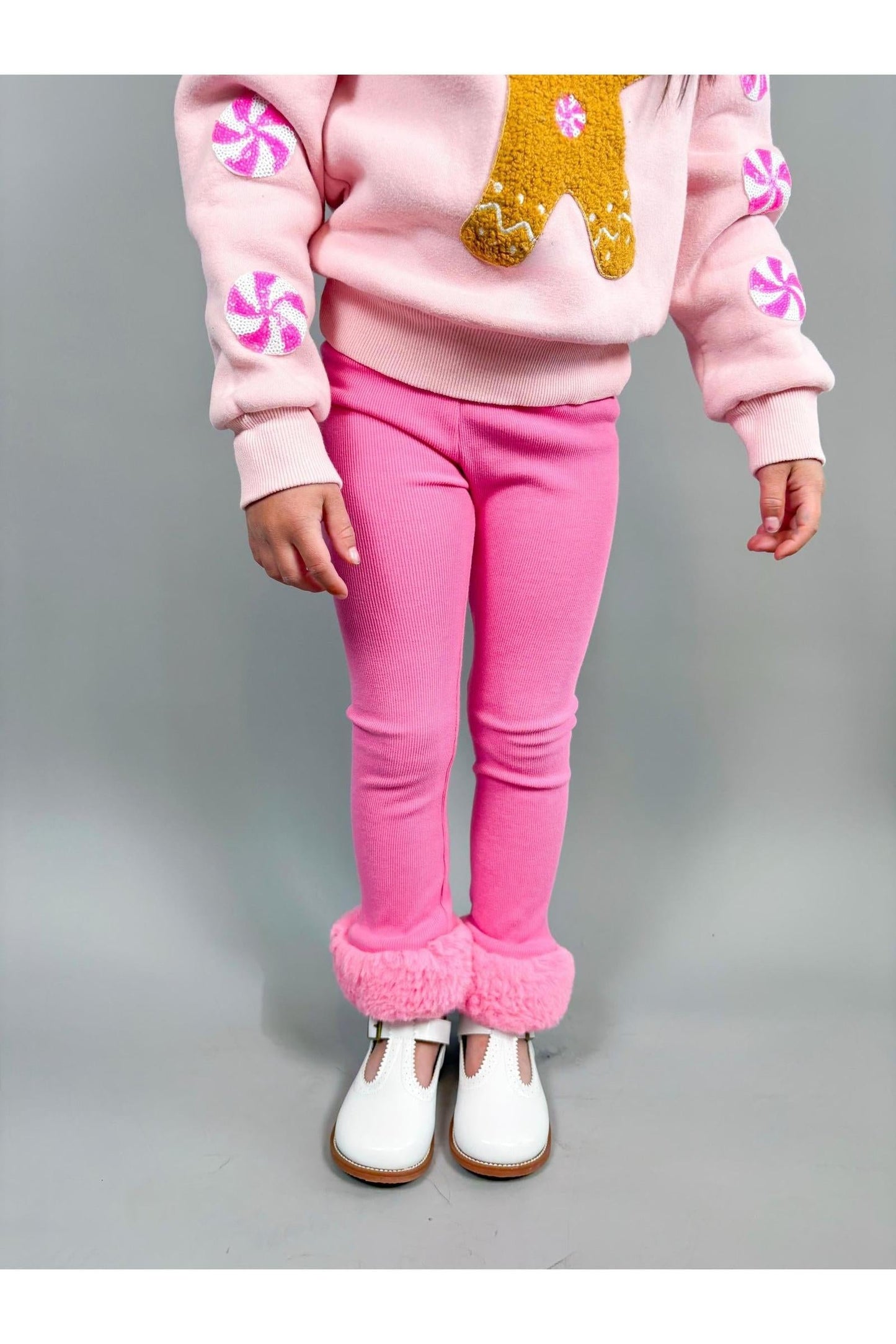 Pink Fur Cuffed Leggings - preorder
