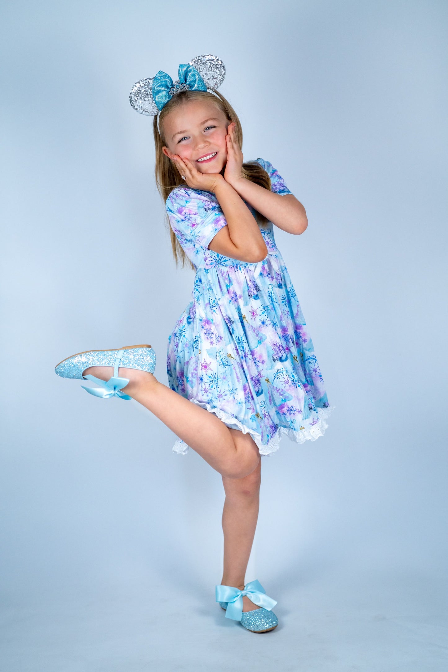 Snow Queen Lace Trimmed Twirl Dress