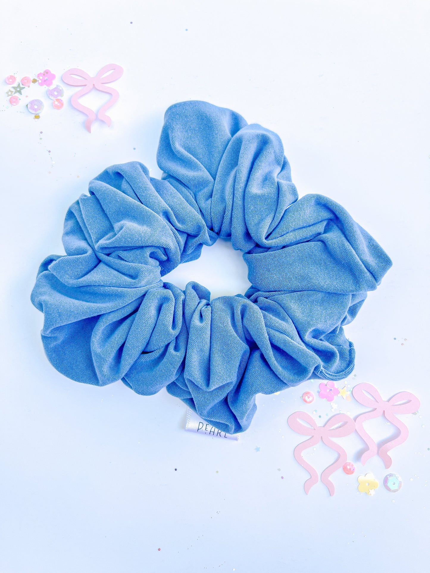 Blue Solid Oversized Scrunchy