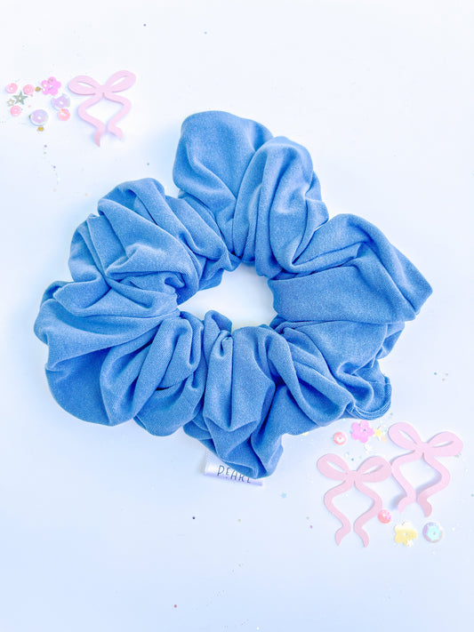 Blue Solid Oversized Scrunchy