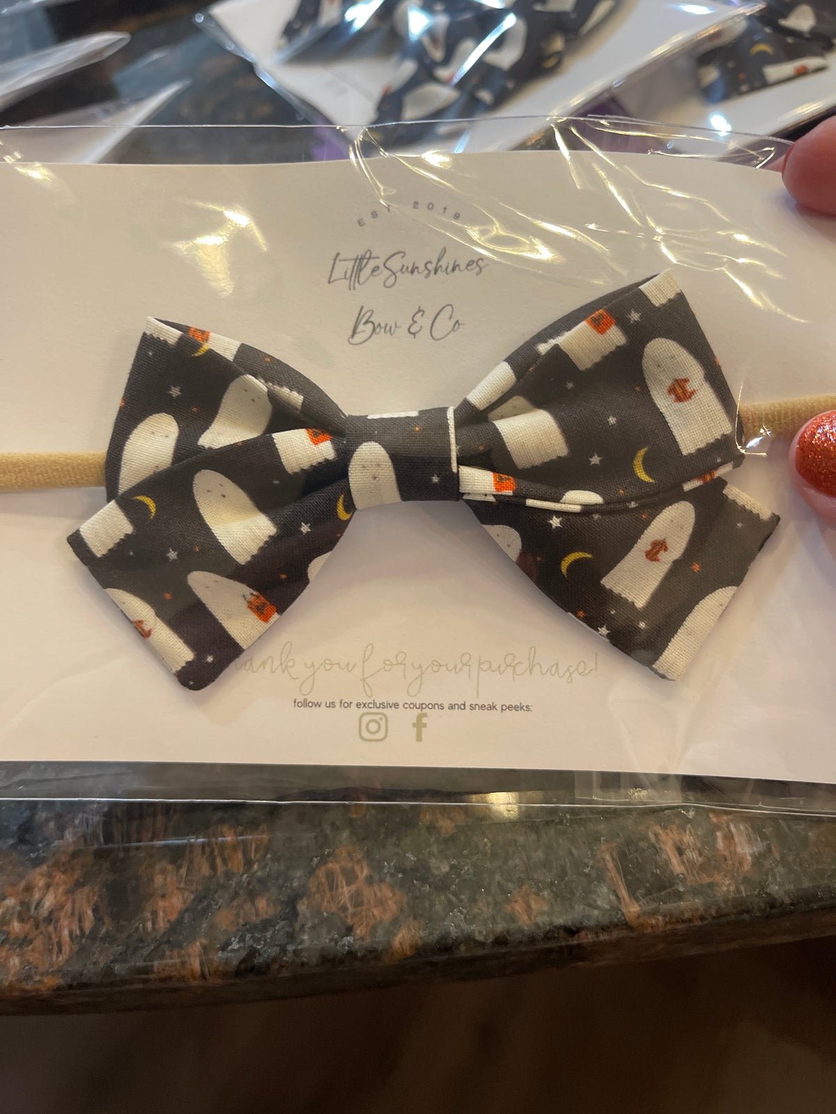 Black & White Ghosts Halloween Pinwheel Hair Bow