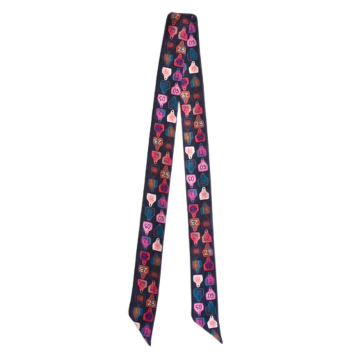 Cattle Tags Twilly Scarf: Western Ranch Cowgirl Soft Satin Chiffon Scarf