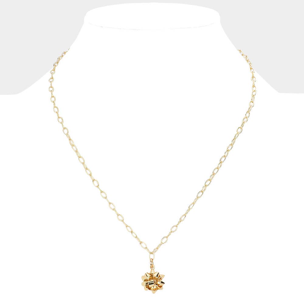 Christmas Gift Bow Necklace