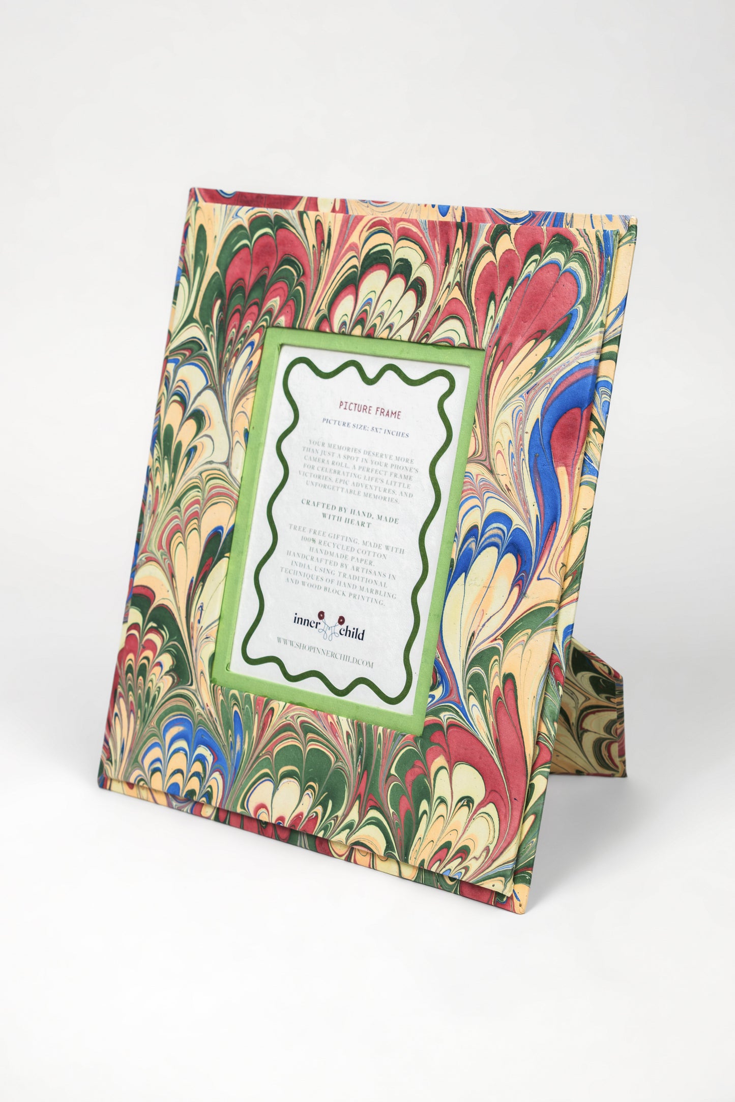 Hand-Marbled Large Wall Picture Frame in Multicolor, 5x7