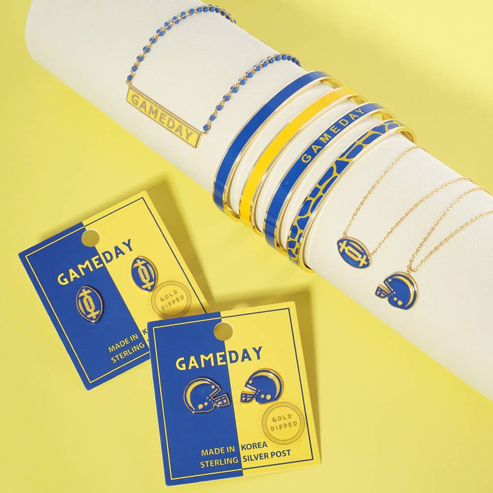 Gold Dipped Gameday Enamel Football Pendant Necklace