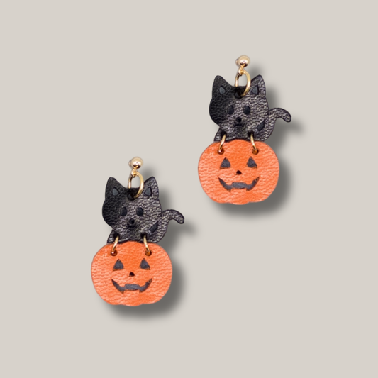 Black Cat Pumpkins // Halloween, Fall, Lightweight, Jewelry