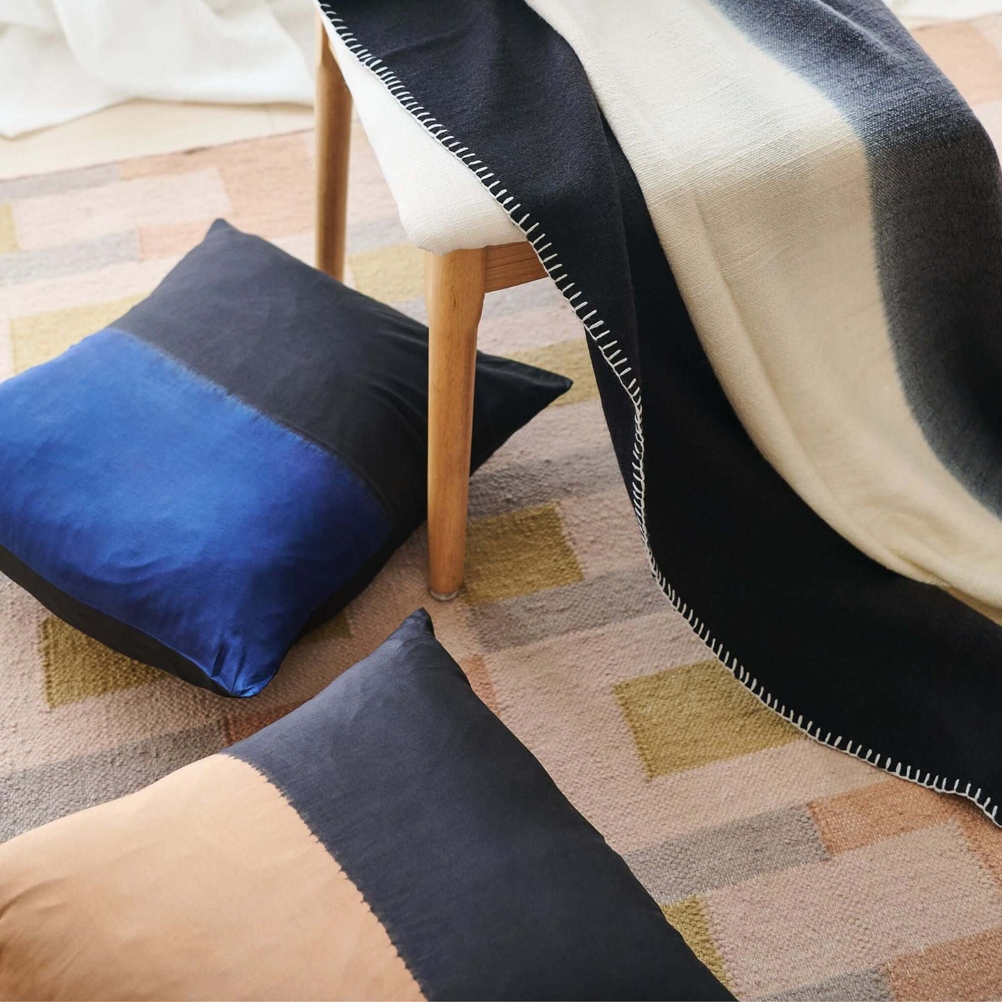 Handwoven Black and White Ink Soft Merino Throw Blanket