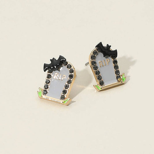 Halloween RIP Tombstone Stud Earrings