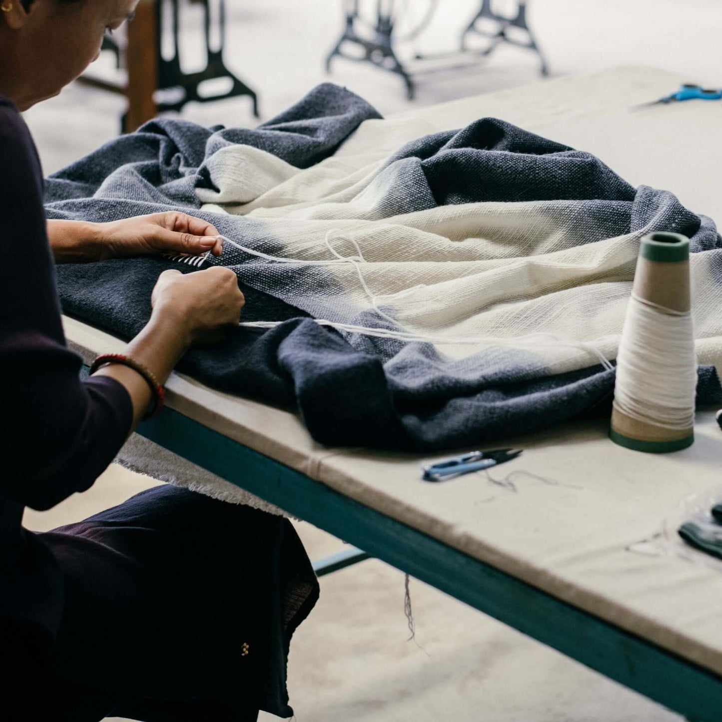 Handwoven Black and White Ink Soft Merino Throw Blanket