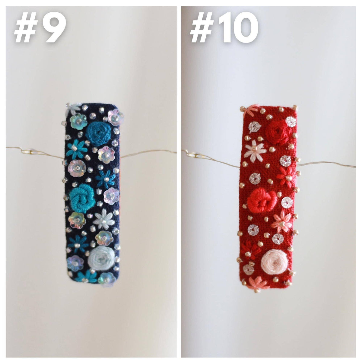 Handmade Embroidered Rectangle Hair Clip