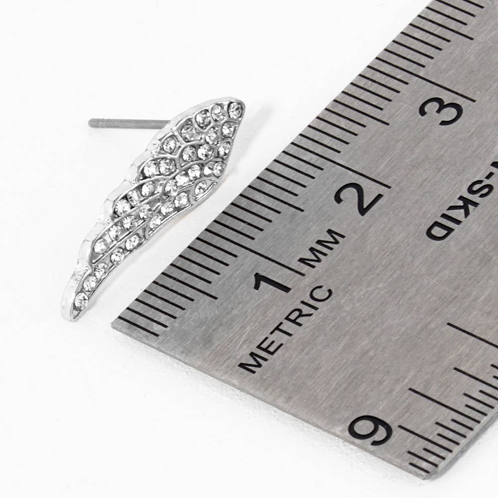 Crystal Stone Paved Wing Stud Earrings