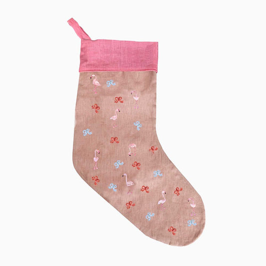 Bowing Flamingos Holiday Stocking