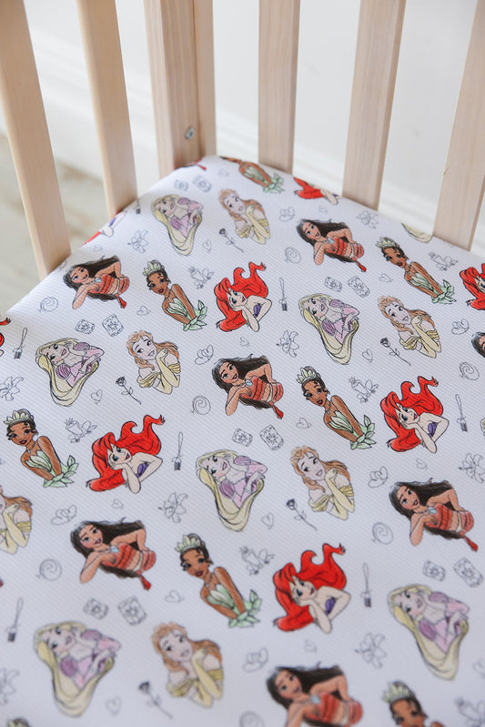 Doodle Princess (ribbed) - Crib Sheet