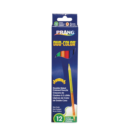 Prang Duo-Color Colored Pencil Sets, 3 mm, Assorted Lead/Barrel Colors, 6/Pack