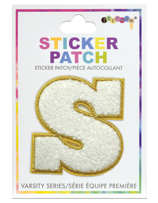 S White Varsity Letter Sticker Patch