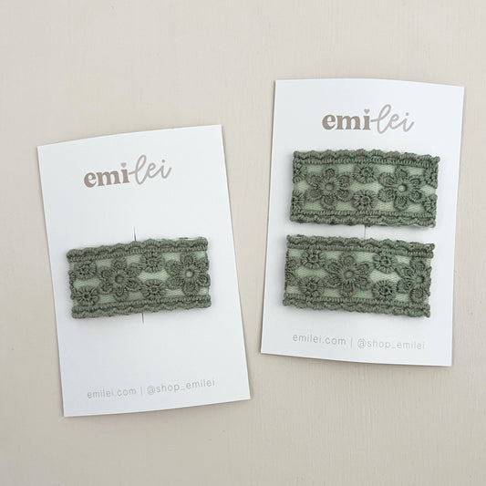 Lace Hair Clip(s) - Green