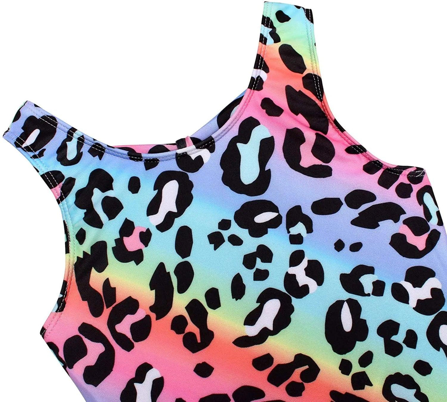 Pale Rainbow Stripes Leopard Unitard