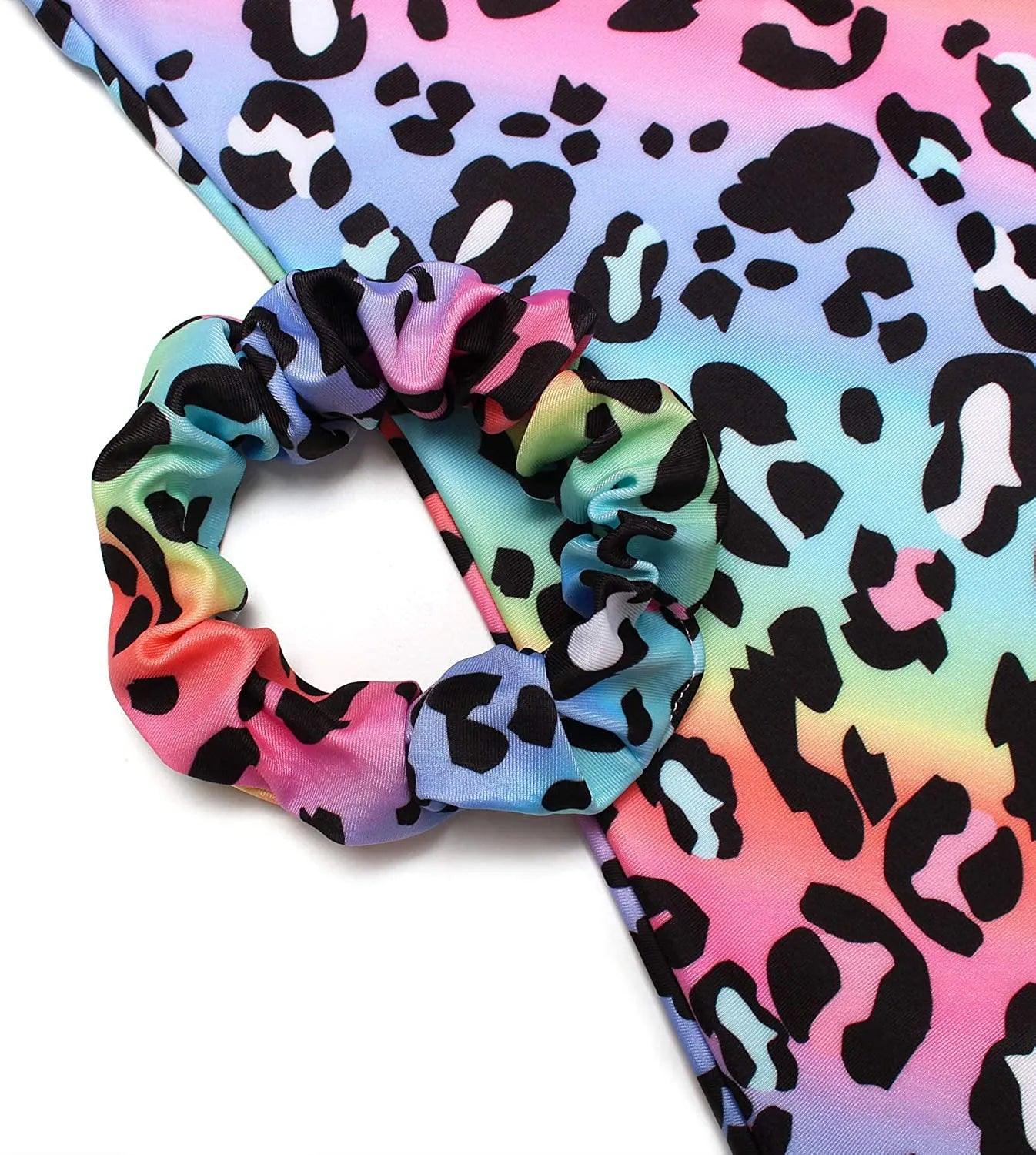 Pale Rainbow Stripes Leopard Unitard