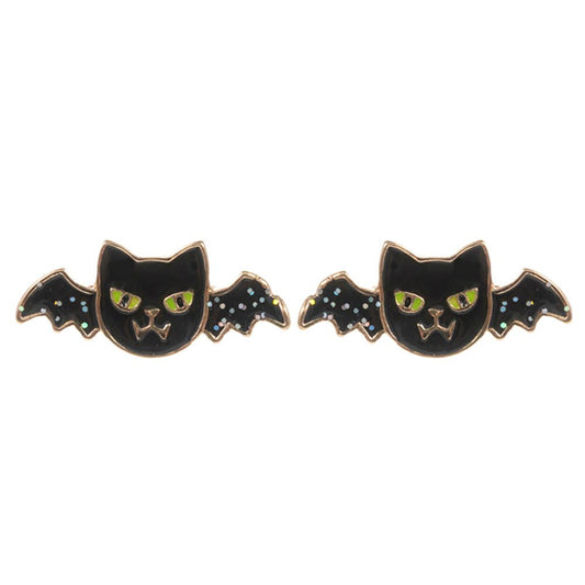 Enamel Halloween Bat Stud Earrings