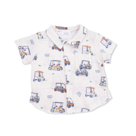 Zooming Golf Carts - Polo Button Up with Casual Short