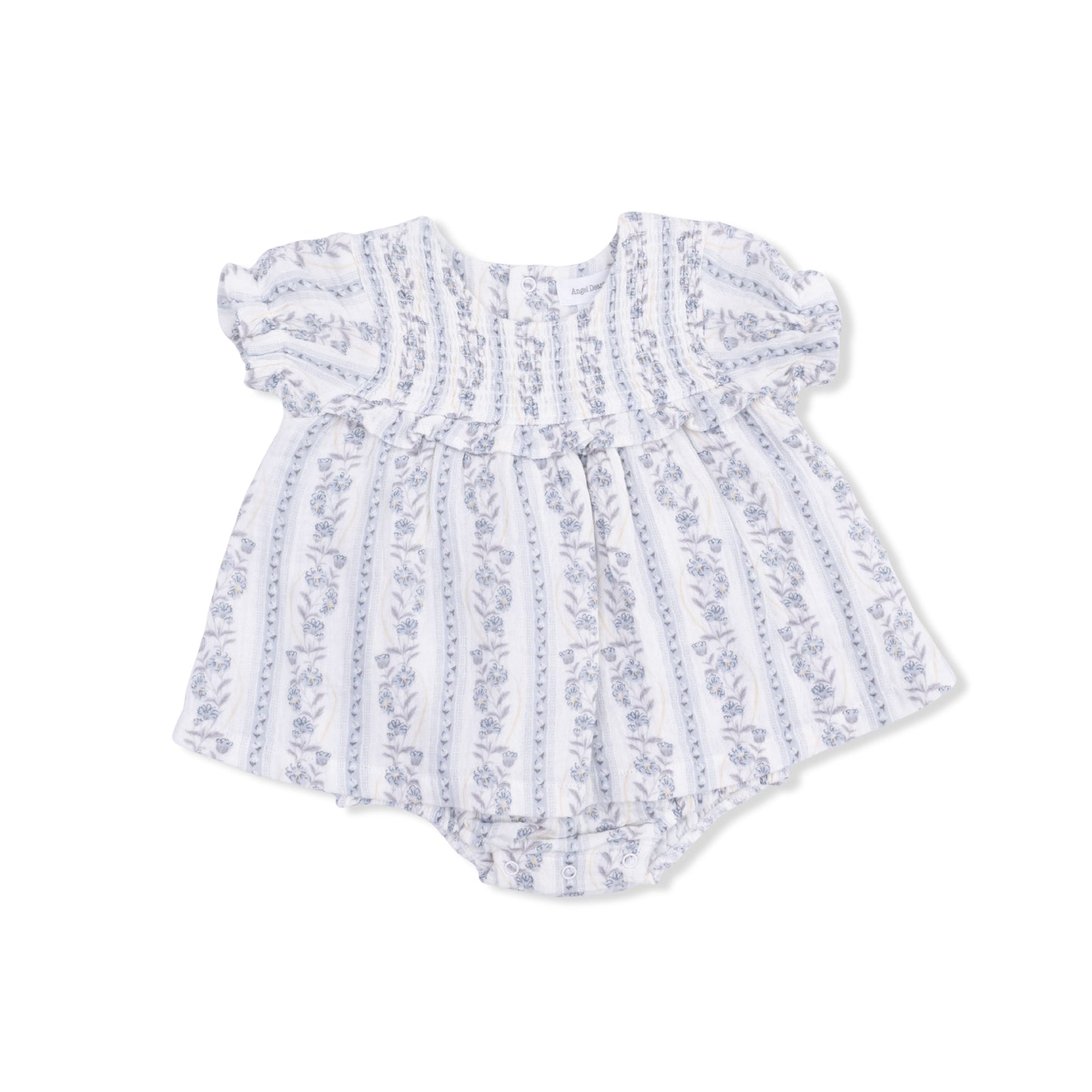 Kimberly Floral Stripe - Smocked Ruffle Bubble with Skirt