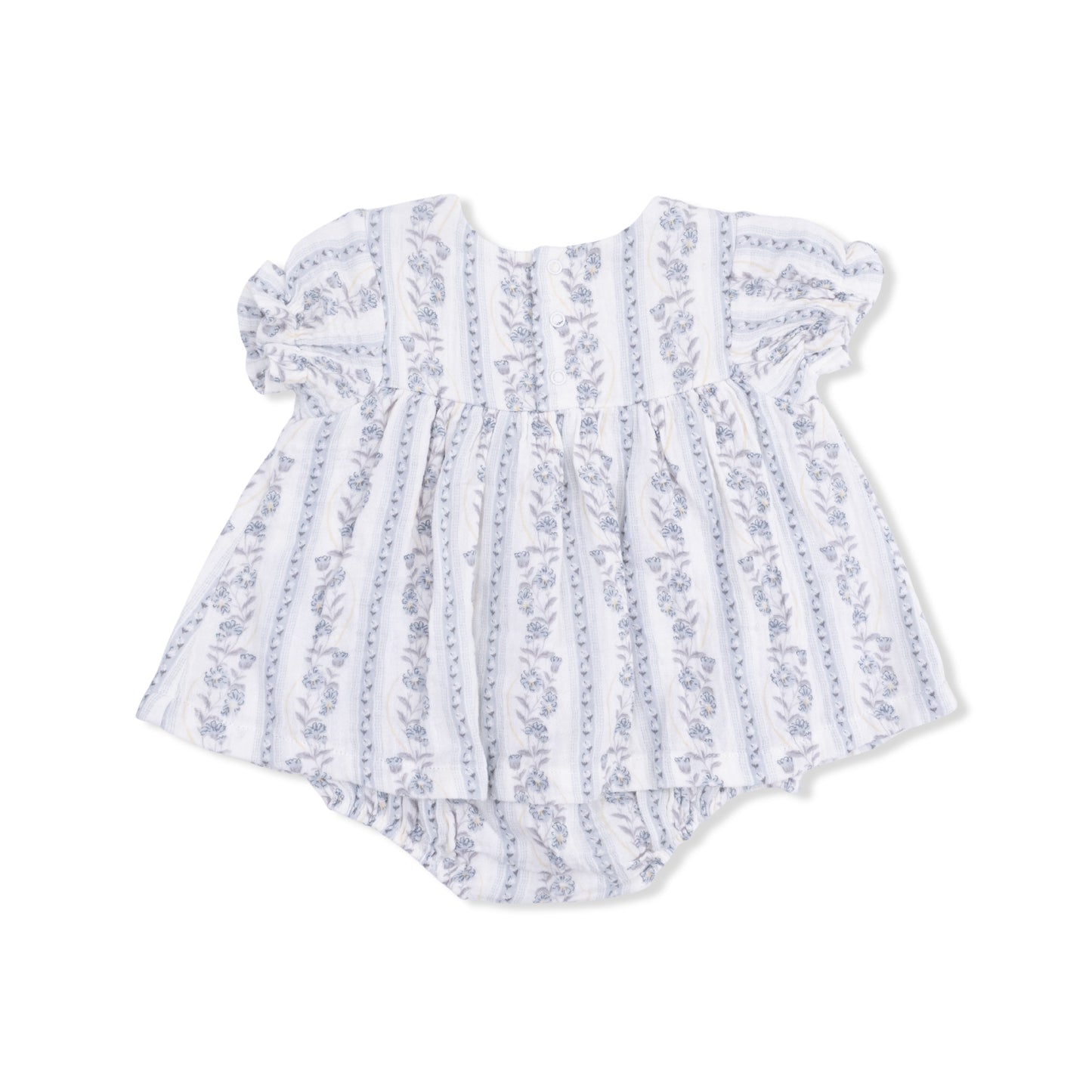 Kimberly Floral Stripe - Smocked Ruffle Bubble with Skirt
