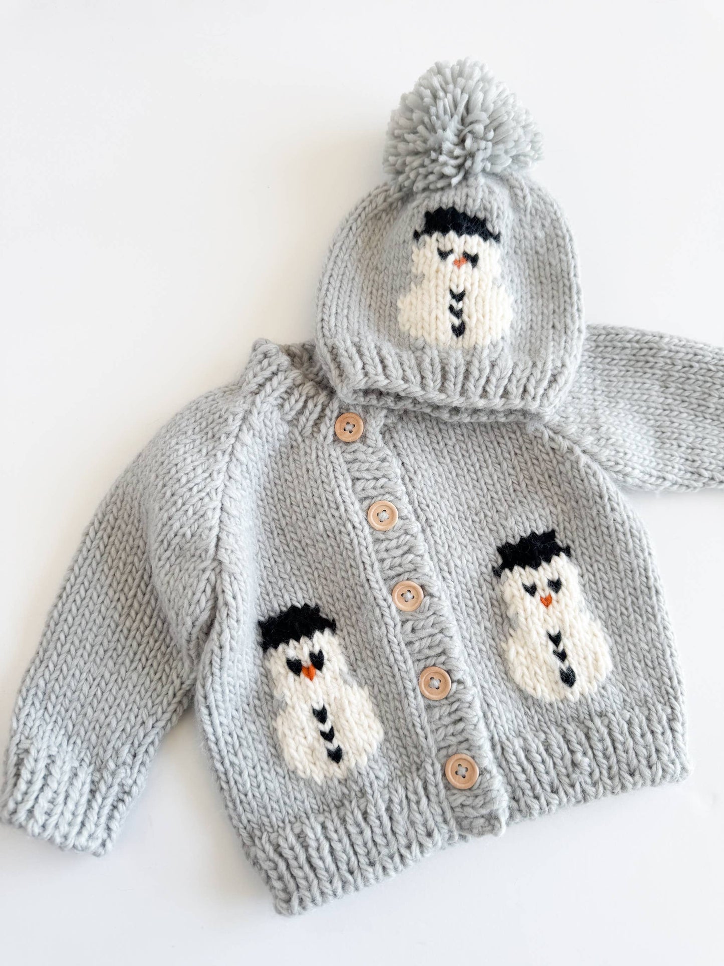 Snowman Hat Knit Pom Beanie Winter Baby Kids Matching