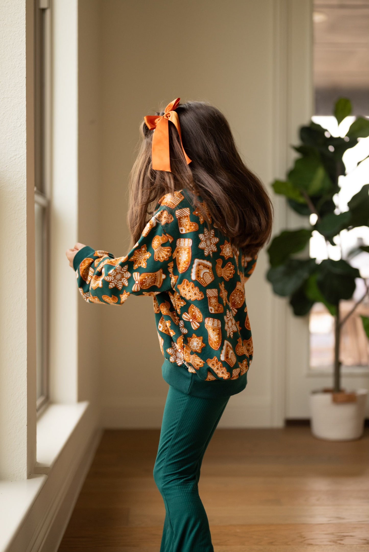 Solid Wintergreen Ribbed Flare Leggings