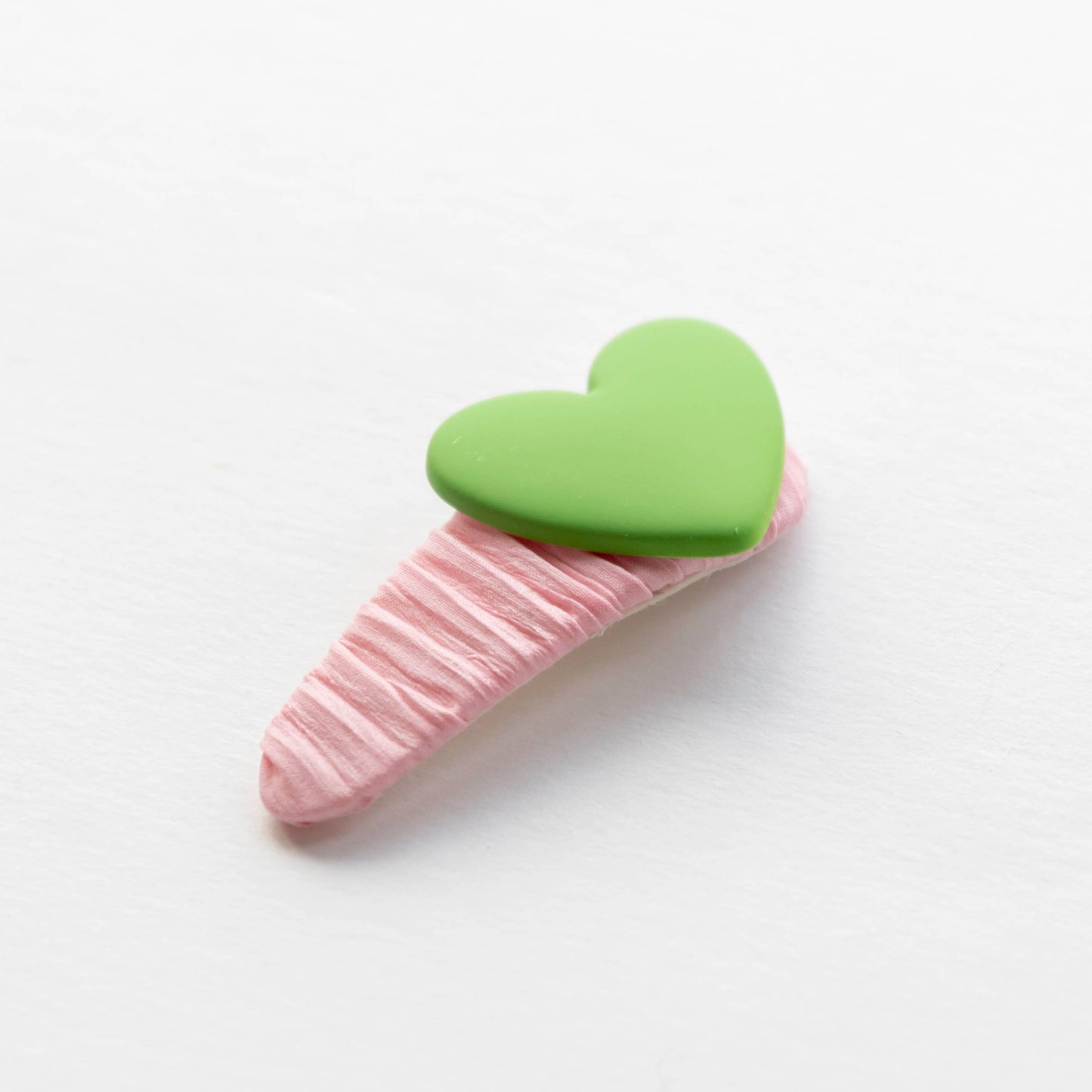 Heart and Checkered Ribbon Hair Clip - Green & Pink