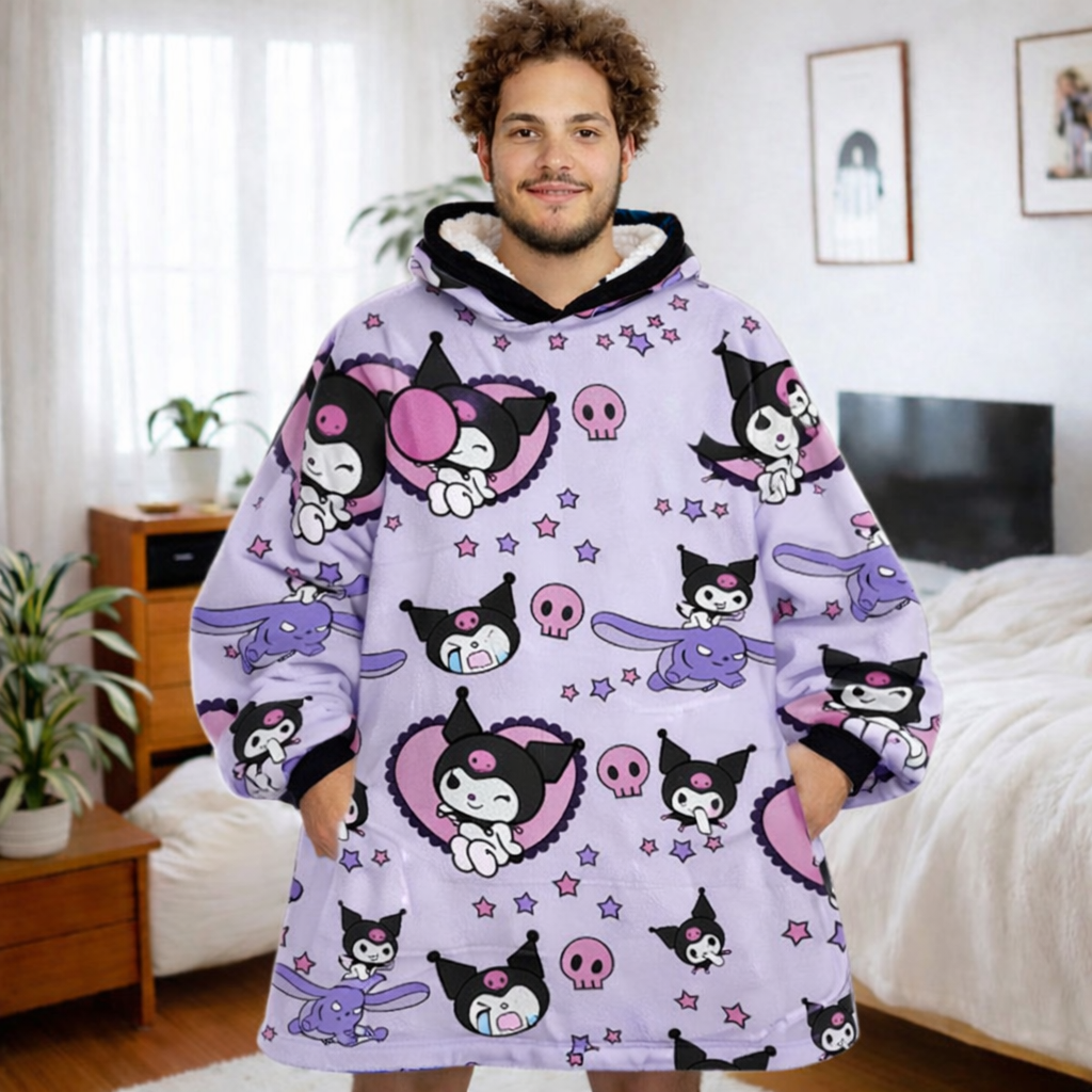 Kuromi Hello Kitty Wearable Blanket Hoodie for Kids & Adults | OLM Toys
