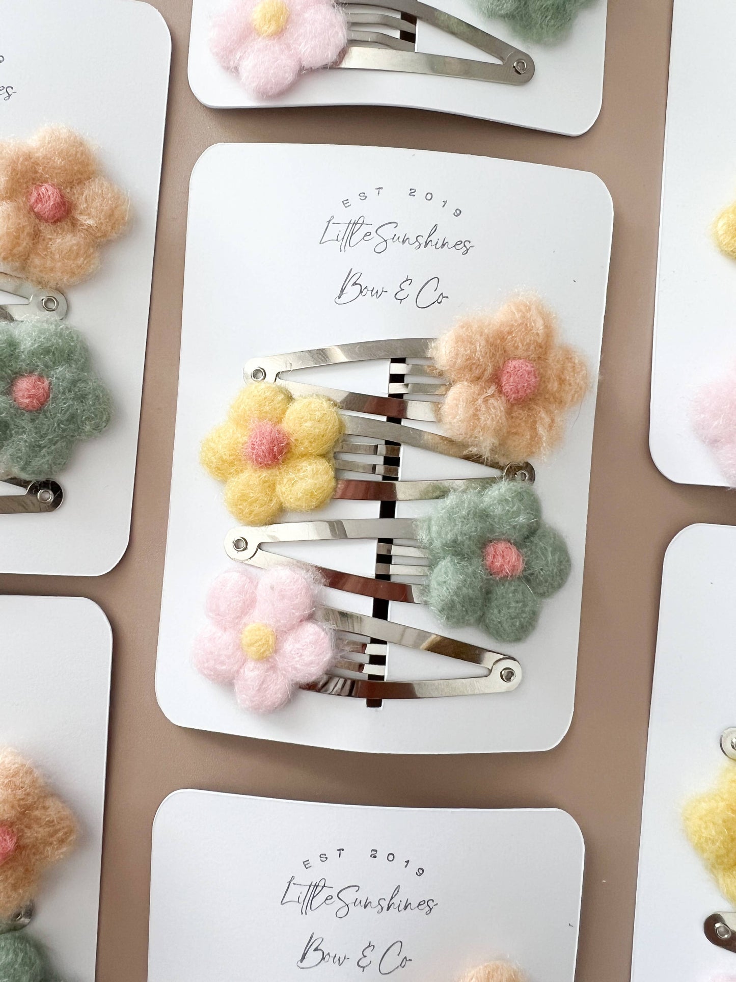 Fuzzie Flower Snap Hair Clip- Set of 4