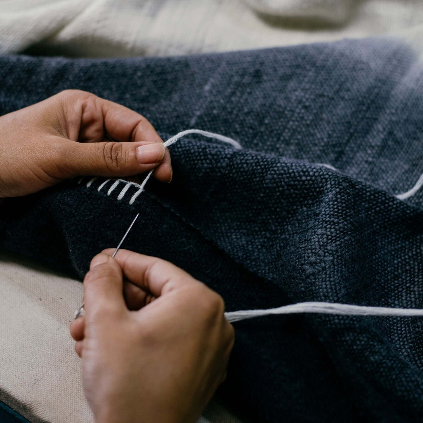 Handwoven Black and White Ink Soft Merino Throw Blanket