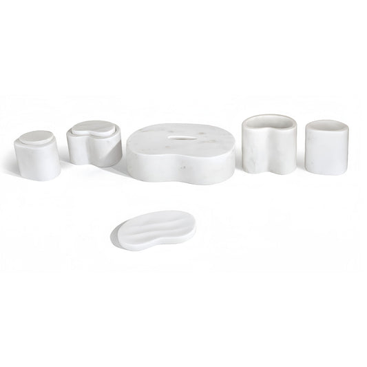 Elegant Natural Marble Bathroom Accessories Set
