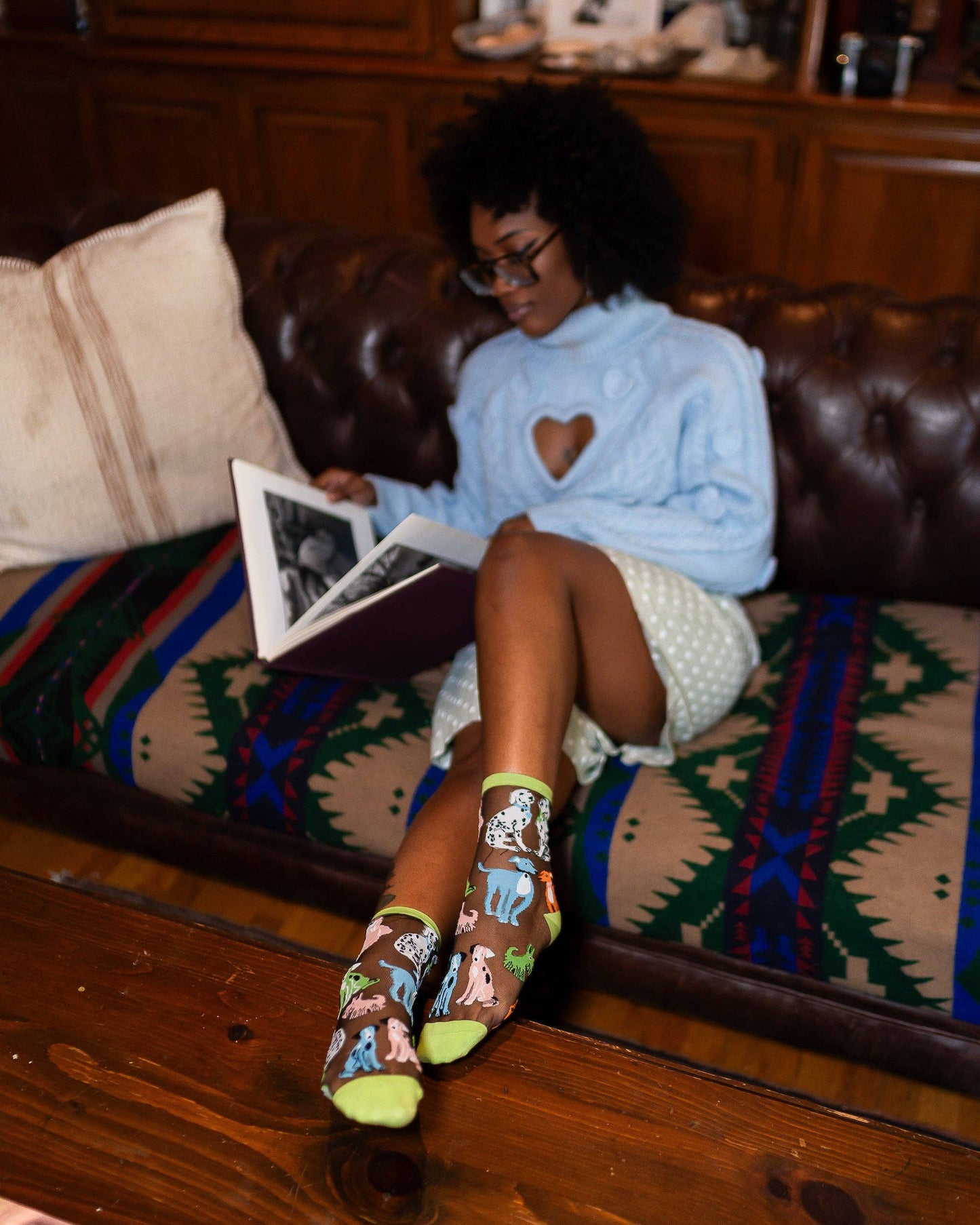 Dopamine Dogs Black Sheer Crew Sock