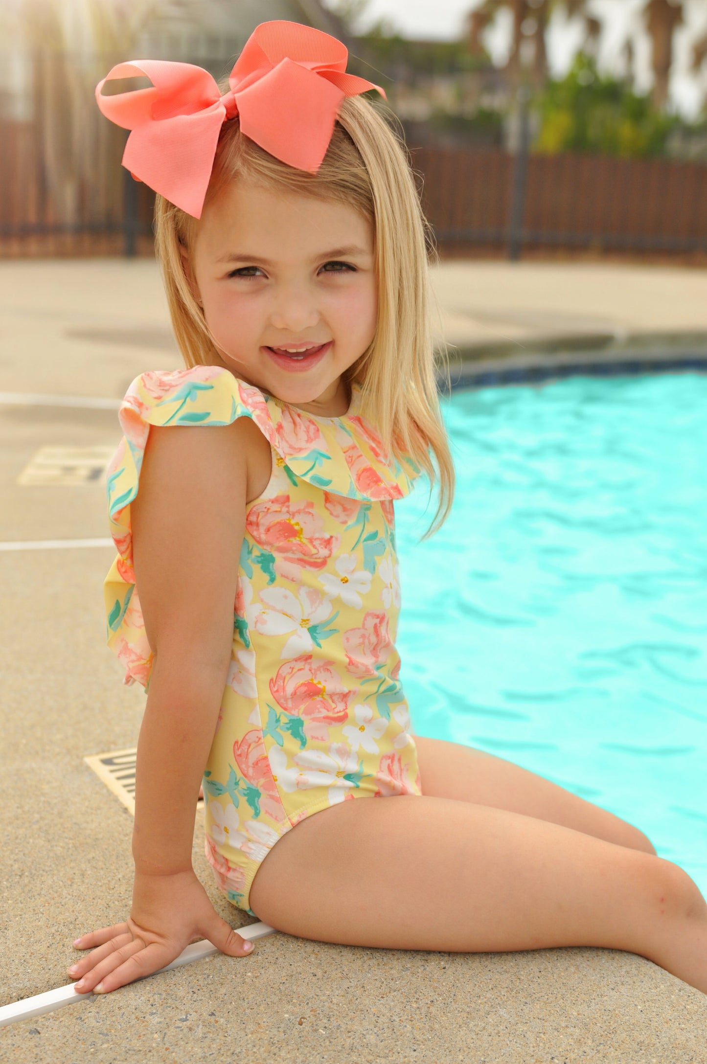 Magnolia Ruffle Low Back Swim Suit with Bow