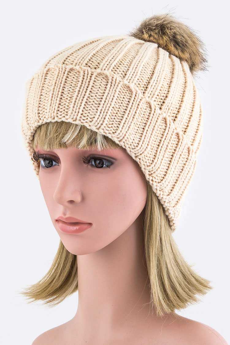 Detachable Fur Pom Fashion Beanie