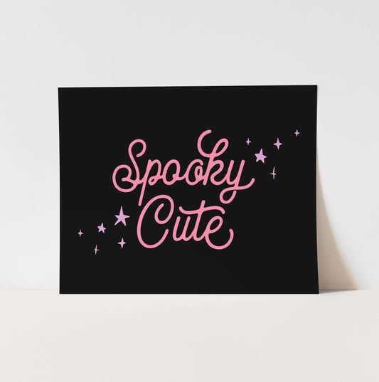 {Black & Pink} Spooky Cute Art Print