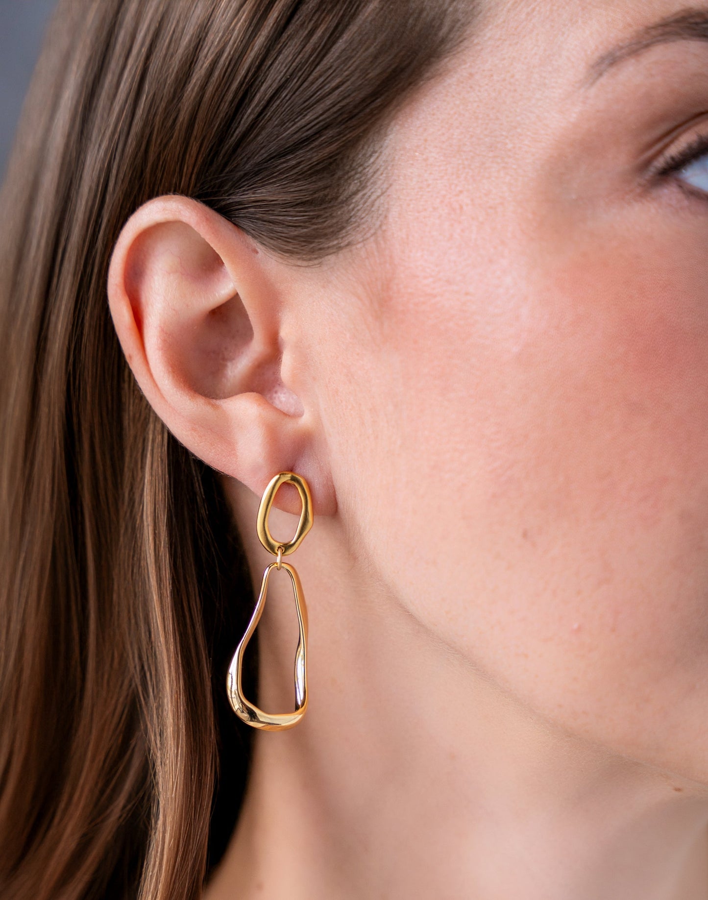 Gold Organic Shape Earrings