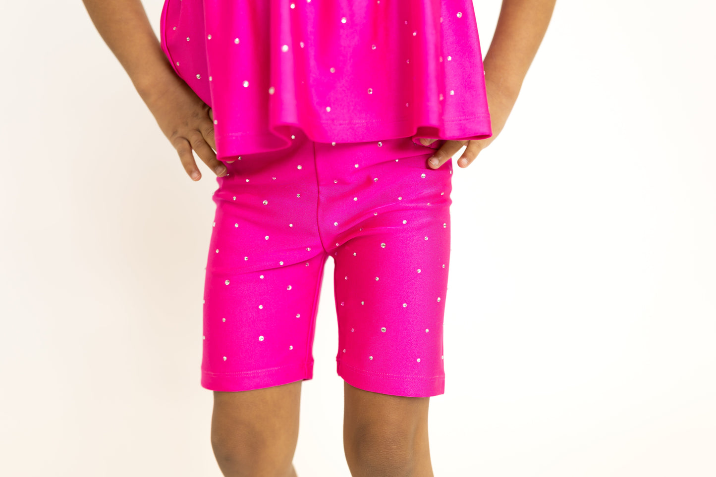 Magenta Bow Two-Piece Gem Stamped Athletic Set