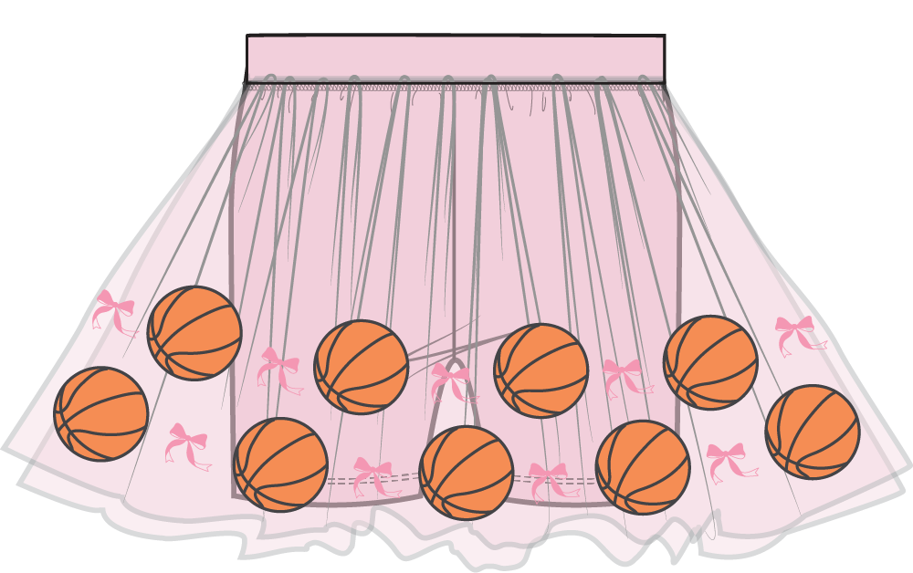 Basketball Pink - Tutu Skirt with Bike Shorts