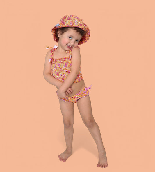 SHELLO SUMMER DREAM SMOCKED TANKINI TWO PIECE SWIM SUIT