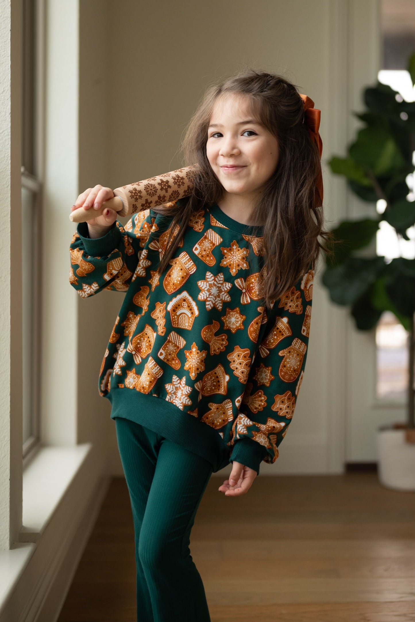 Solid Wintergreen Ribbed Flare Leggings