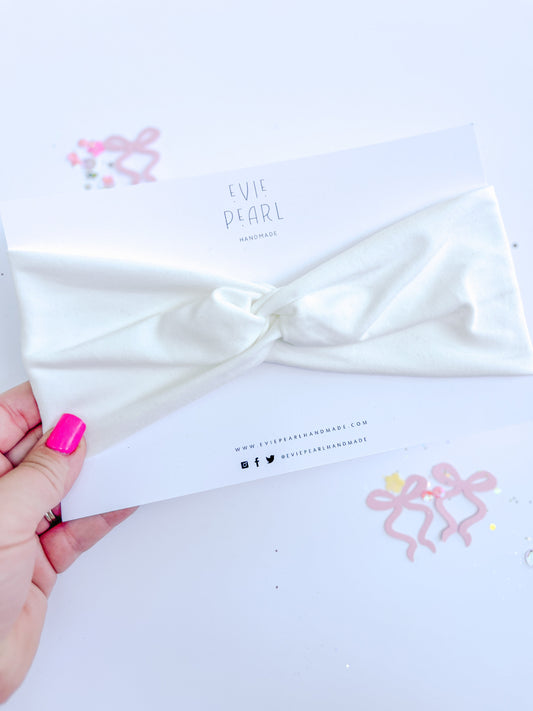 White Solid Twisted Turban for Girls & Adults