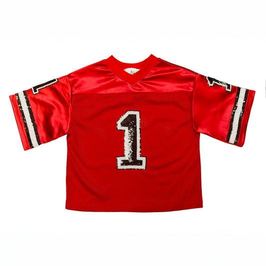 Red and Black Sequin Adult Jersey