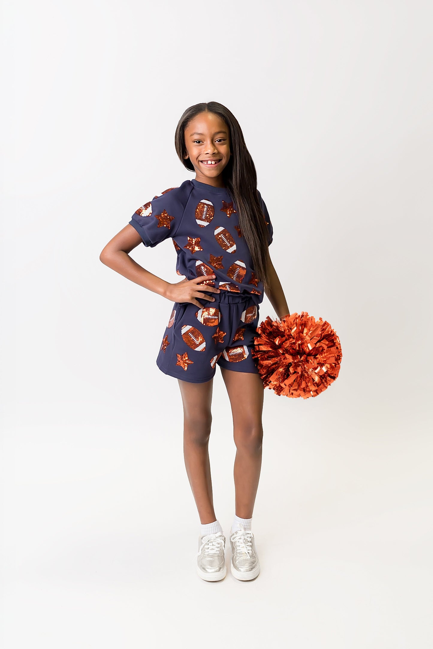 Kids' Navy and Orange Football Top